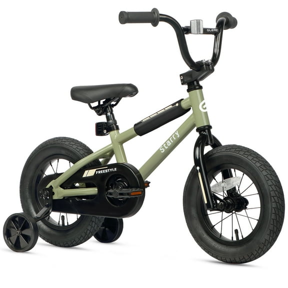 Glerc 12 inch Kids Bike for 1 2 3 4 Years Old Boys Girls Beiginner Toddlers Riders BMX Style Bicycle with Training Wheels Coaster Brake, Army Green