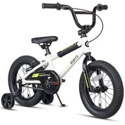 Glerc 14 Inch Little Kids Bike BMX Style Bicycle with Training Wheels Coaster & Rear V Brake for 3 4 5 Years Old Boys Girls, White