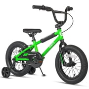 Glerc 14 Inch Little Kids Bike for 3 4 5 Years Old Boys Girls Beiginner Riders BMX Style Bicycle with Training Wheels Coaster & Rear V Brake, Green