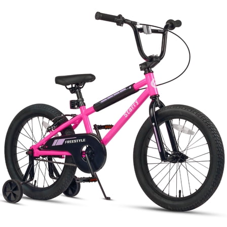 Glerc 16 Inch Little Kids Bike for Over 4 Years Old Boys Girls Youth BMX Style Bicycle with Training Wheels Coaster & Rear V Brake, Orange