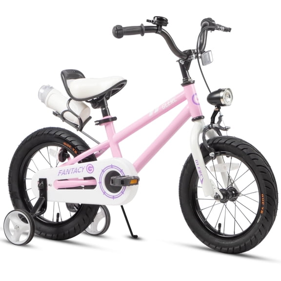 Glerc 16 inch Kids Bike for Child 4-7 Years old Boys Girls with Water Bottle Holder & Headlight & Training Wheels, Pink