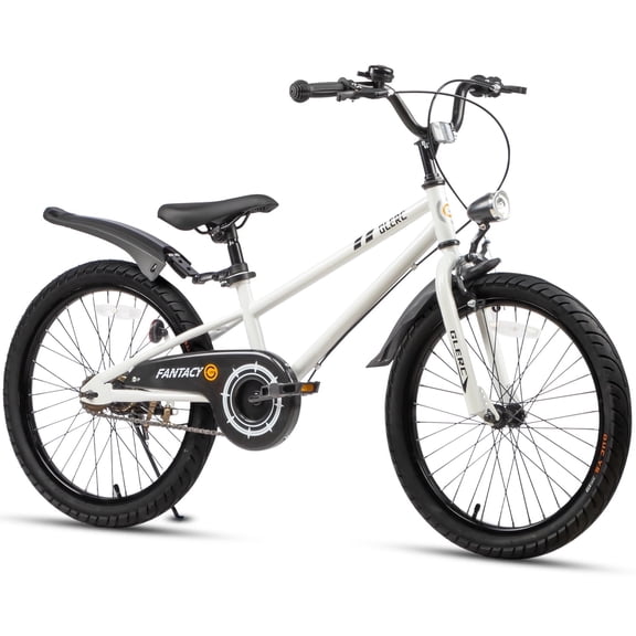 Glerc 20 inch Kids Bike for Child 7-13 Year Old Boys & Girls with Headlight & Kickstand, White