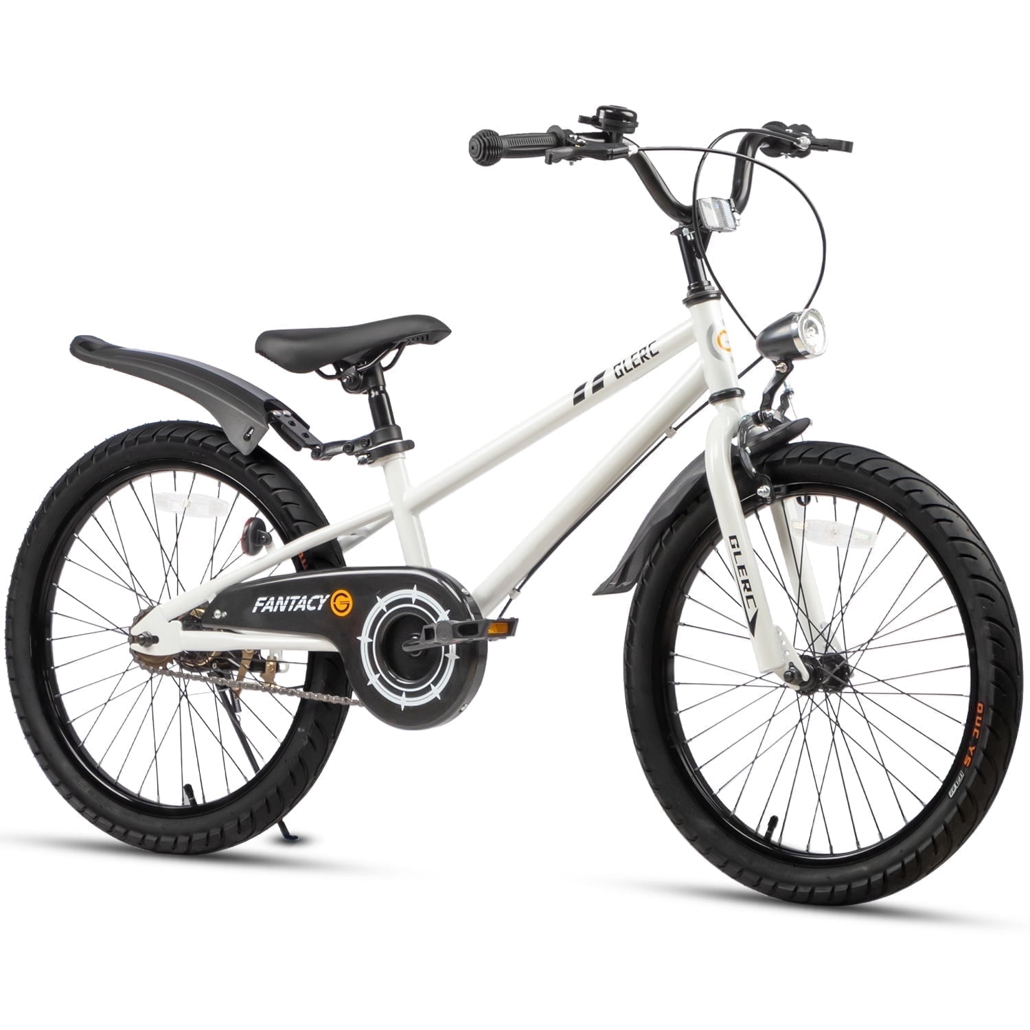 Glerc 20 inch Kids Bike for Child 7-13 Year Old Boys & Girls with Headlight & Kickstand, White