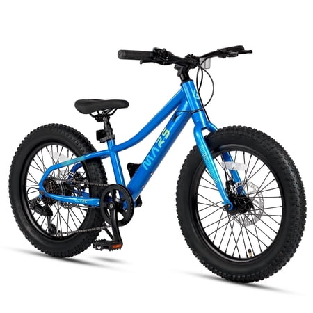 Glerc Mars Kids Mountain Bike, 24 Inch Fat Tire Bike for Teen Ages 8-14 Year Old, Bicycle with 2.8-Inch Wide Tires and 6 Speed Drivetrain,Blue