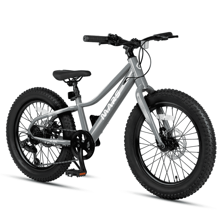 Glerc Kids Mountain Bike, Gray, 24 Inch Fat Tire, 6 Speed