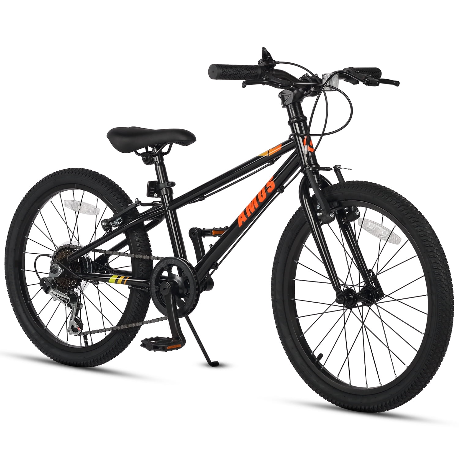 Glerc Amos 20 inch Kids Bike Shimano 6 Speed Road Bicycle for Age 6 7 8 9 Year Old Boys Girls with Dual Handbrakes Kickstand for Gift Black Walmart