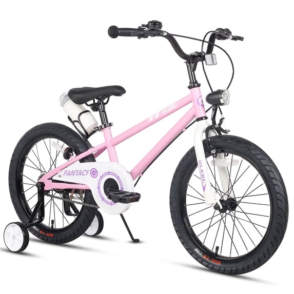 Glerc 18 inch Kid Bike for 5-9 Years Old with Water Bottle Holder & Headlight & Kickstand for Birthday Gift, Pink