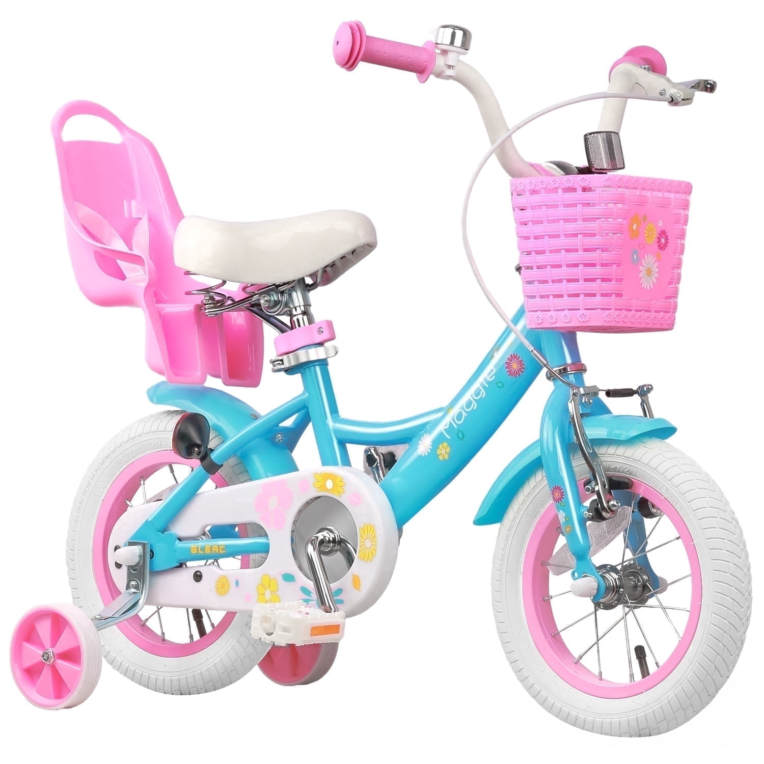 Glerc Maggie Training Bicycle with Wheels, 12 inch Kids Girls Bike