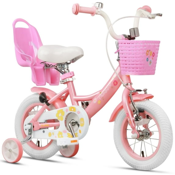 Glerc Maggie 12 inch Kids Girls Bike for Ages 2-4 Years Child, Pink & White