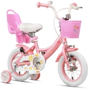 Glerc Maggie 14 inch Kids Girls Bike for Ages 3-5 Years Old Children, Princess Style Kids Bicycle with Doll-Seat &amp; Basket &amp; Training Wheels,Pink &amp; White