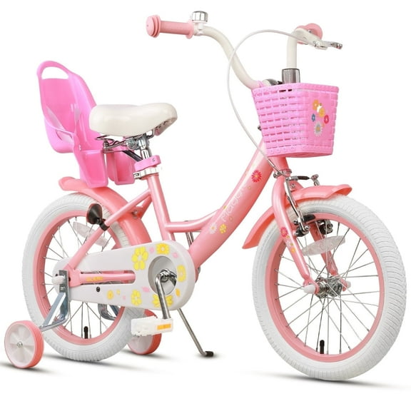 Glerc Maggie 16 inch Kids Girls Bike for Ages 4-7 Years Child, Pink & White