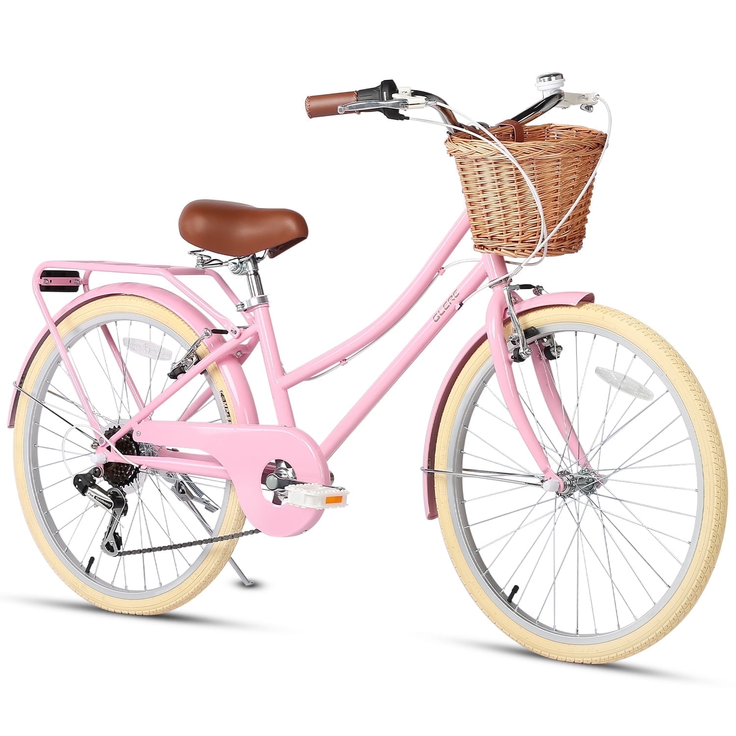 【Glerc】Missy女の子自転車 24インチ レトロシティーサイクル 24 inch Beach Cruiser Bike Girls Hybrid Bike With Basket