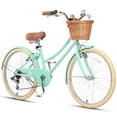 thumbnail image 1 of Glerc Missy 24" Girls Cruiser Bike 6-Speed Women's Hybird Bicycle for Ages 7-11 Years, Mint Green, 1 of 12
