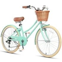 Glerc Missy 24" Girls Cruiser Bike 6-Speed Women's Hybird Bicycle for Ages 7-11 Years, Mint Green