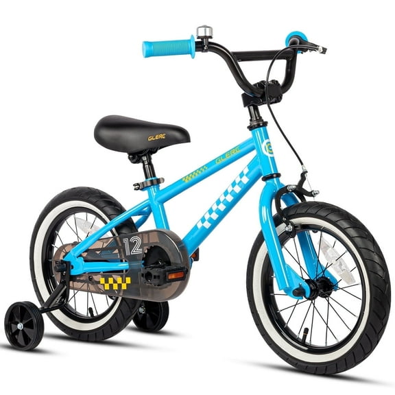 Glerc NuNu 12 Inch Kids Bike BMX Style for 2 3 4 Years Old Boys Girls, Toddler Bicycles with Training Wheels & Coaster Brake, Blue