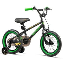 Glerc NuNu 14 Inch Kids Bike BMX Style for 3 4 5 Years Old Boys Girls, Toddler Bicycles with Training Wheels & Coaster Brake, Black & Green