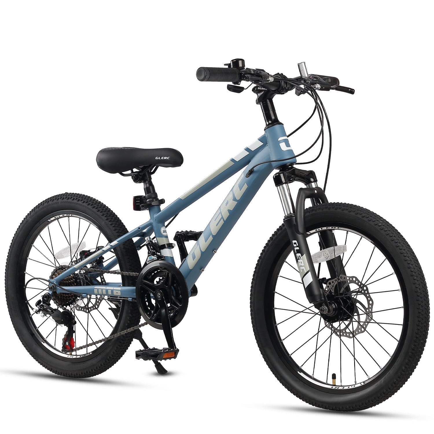 Glerc Mars 24 Zoll Kinderfahrräder Fat Tire Mountainbike für Jungen Mädchen Teens mit 6 Gang Shimano Antrieb Dual Disc Bremsen, Blau