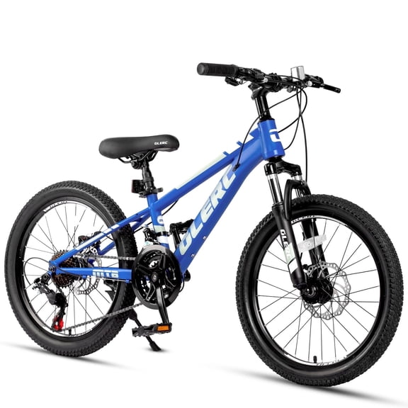 Glerc Skyline 20 inch Kids Mountain Bike for 6-12 Years Old Boys Girls, 21-Speed Bicycle with Front Suspension, Dual Disc Brakes, Rugged Frame, Navy Blue