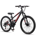 thumbnail image 1 of Glerc Skyline 24 Inch Kids Mountain Bike for Boys Girls 10 11 12 13 14 Years Old, 21-Speed Kid Bicycle with Front Suspension & Dual Disc Brakes & Rugged Frame, Black, 1 of 13