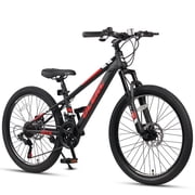 Glerc Skyline 24 Inch Kids Mountain Bike for Boys Girls 10 11 12 13 14 Years Old, 21-Speed Kid Bicycle with Front Suspension & Dual Disc Brakes & Rugged Frame, 