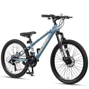 Glerc Skyline 24 Inch Kids Mountain Bike for Boys Girls 10 11 12 13 14 Years Old, 21-Speed Kid Bicycle with Front Suspension & Dual Disc Brakes & Rugged Frame, 