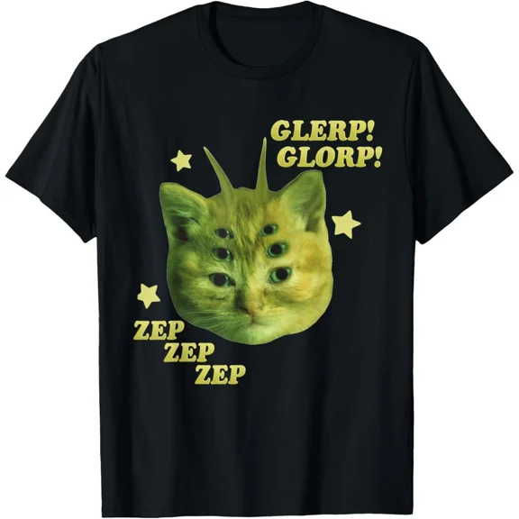 Glerp Glorp Alien Cat Brainrot Meme Funny Art Gift Unisex T-Shirt, up to size 5XL