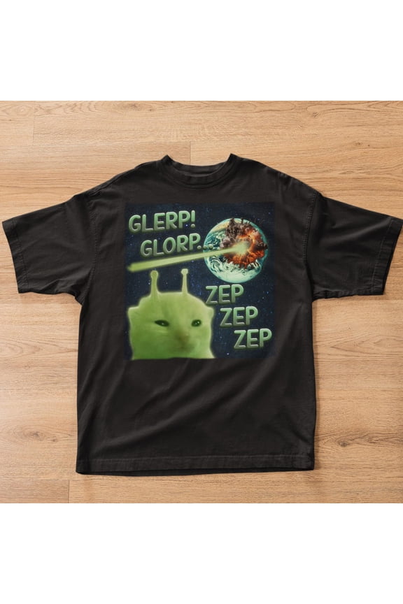 Glerp Glorp Funny Alien Cat Cat Meme Tee Shirt Gift for Woman and Man, Brainrot T-shirt, Goofy ahh Shirts, Dank Memes Tshirt, Silly Cats Tee