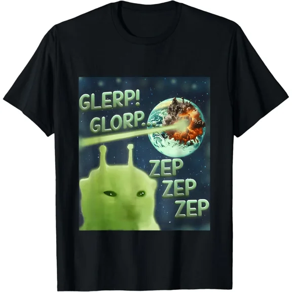 Glerp Glorp Funny Alien Cat Meme, Brainrot Tee, Costume T-Shirt unisex T-Shirt