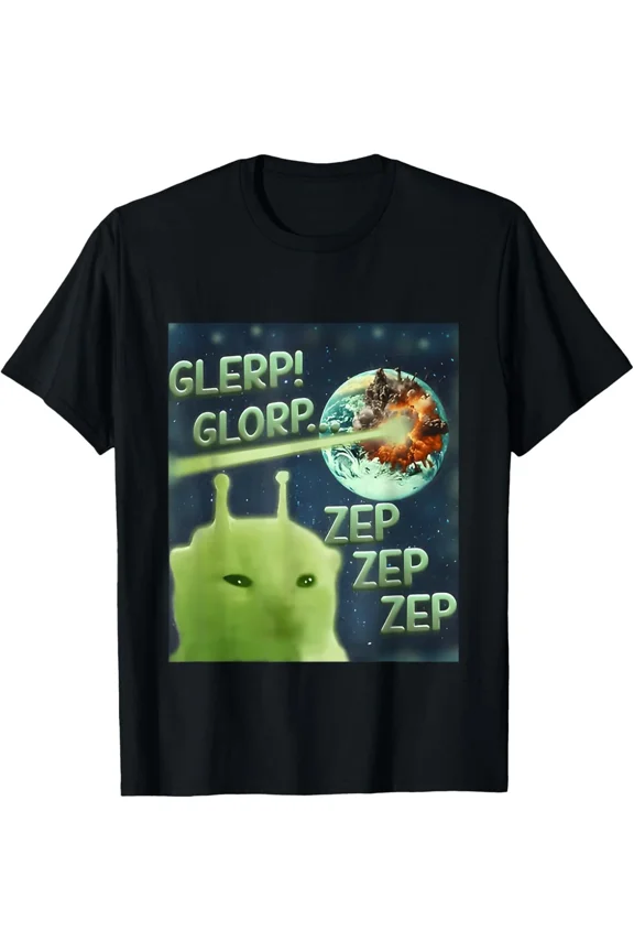 Glerp Glorp Funny Alien Cat Meme, Brainrot Tee, Costume T-Shirt unisex T-Shirt