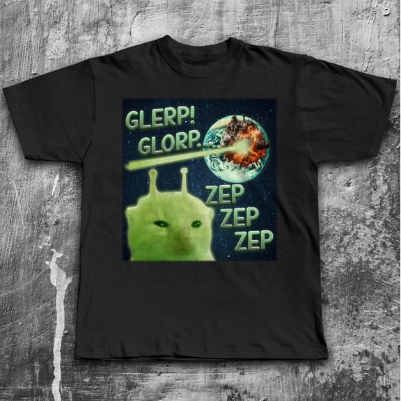 Glerp Glorp Funny Alien Cat Meme Tee Shirt Gift for Woman and Man, Brainrot T-shirt, Weird Shirts, Memes Tshirt