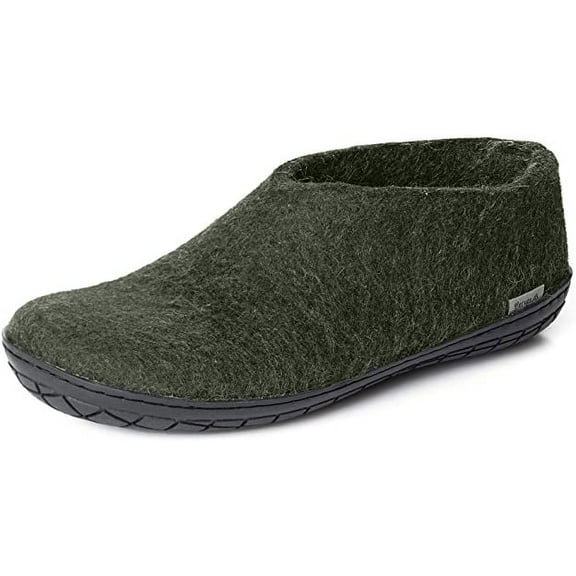 Glerups AR-09-02: Unisex Wool Forest/Black Rubber Sole Slipper
