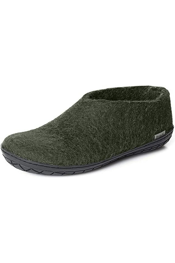 AR-09-02: Unisex Wool Forest/Black Rubber Sole Slipper