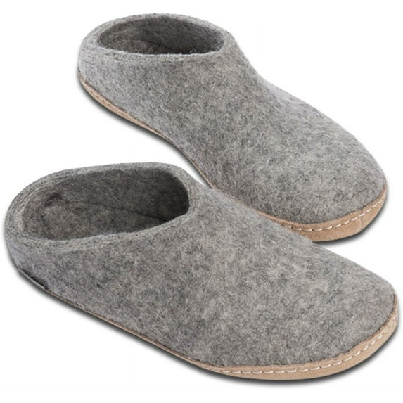 Glerups B: Unisex Model B Wool Felt Slippers (Grey, 42 M EU)