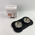 thumbnail image 1 of Glewnalon Pet feeding dishes,Pet Deluxe Dog Bowls Stainless Steel Dog Bowl with No Spill No Skid Silicone Mat, 24/48 oz Dog Food and Water Bowl Set Double Dog Feeder Bowl Dog Dish, 1 of 9
