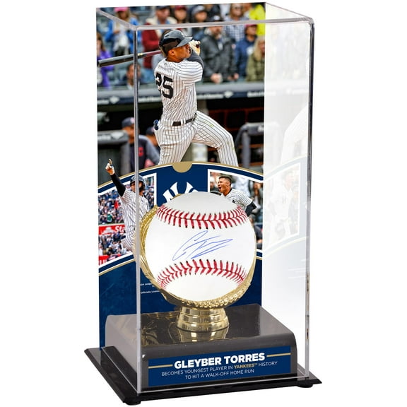 Gleyber Torres New York Yankees Autographed Baseball and Youngest Player to Hit a Walk-Off Home Run in Yankees History Sublimated Display Case with Image - Fanatics Authentic Certified
