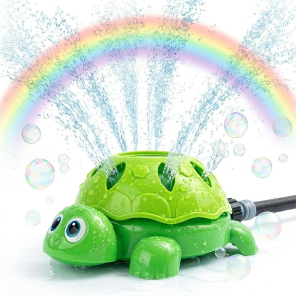 GliJian 2-in-1 Turtle Sprinkler with Bubble Machine – Water Sprinkler for Yard, Rotating Backyard Sprinkler Toy for Outdoor Summer Water Play