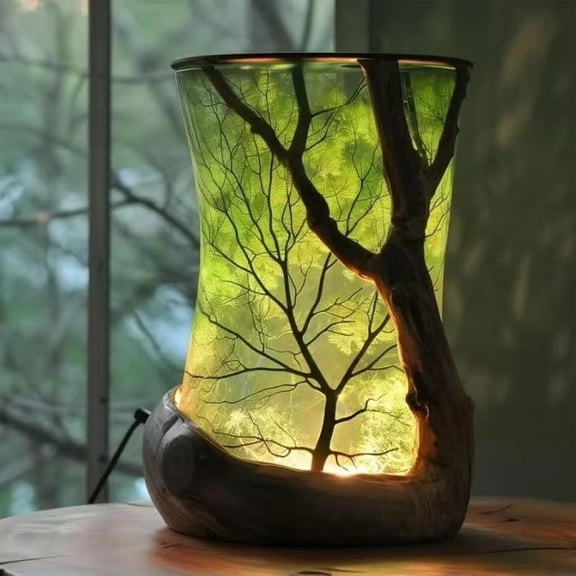 GliJian 3.74" Enchanted Forest Resin Decor Accent, Nature-Inspired Woodland Ambient