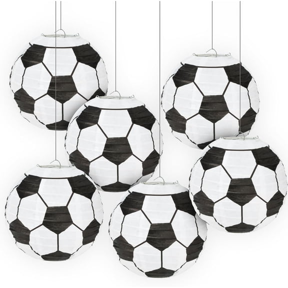 GliJian 8 Inch Soccer Ball Paper Lanterns for Birthday Parties, Sports Bar Decor, World Game Theme Celebrations, Indoor Hanging Decorations