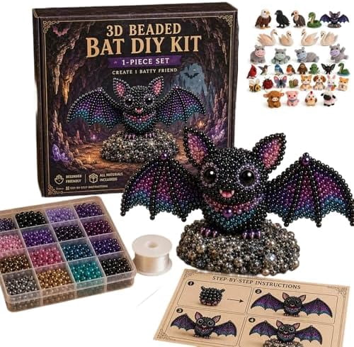 GliJian DIY Animal Beading Kit, Easy DIY Beading Embroidery Kit with 4 Cute Designs, 3D Animal Beadwork Kit for Beginners & Craft Enthusiasts