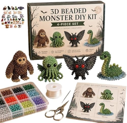GliJian DIY Animal Beading Kit, Easy DIY Beading Embroidery Kit with 4 Cute Designs, 3D Animal Beadwork Kit for Beginners & Craft Enthusiasts