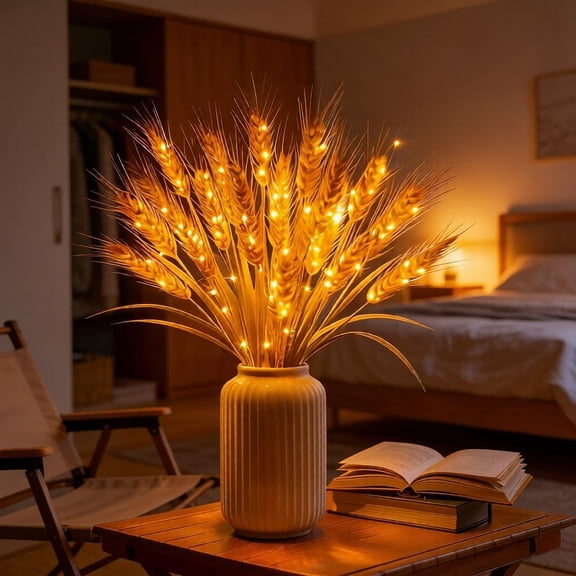 GliJian Golden Harvest Light Wheat Stalks, Operated Wheat Stalks Flower Table Lamp, Led Rustic Farmhouse Accent Light for Seasonal Home Dcor