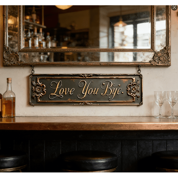GliJian Love You Bye Sign Above Door 15.7" × 3.9" Vintage Love You Bye Wall Decor Suitable For Entryways Kitchen Bar Cafe Garage Wooden Door Sign Home Decor