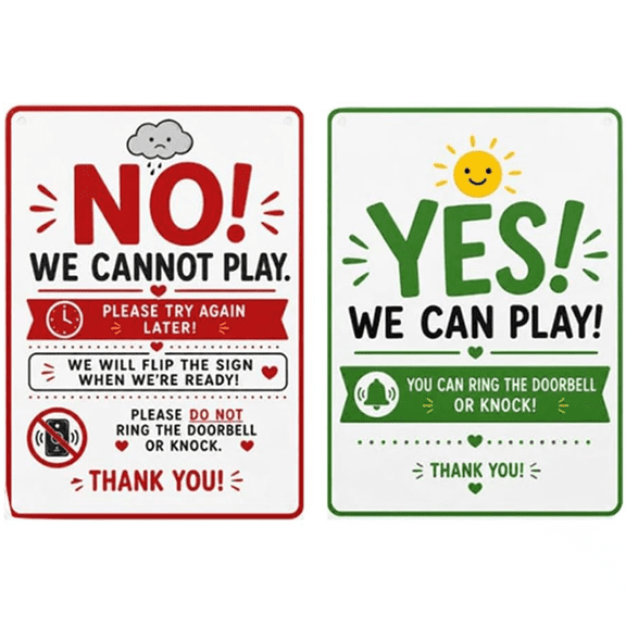 GliJian Quiet Time Door Sign Decor Reversible Double Sided Front Door Hanger Signs for Home Wall Porch, Do Not Disturb Play Flipping Welcome Hanger Sign