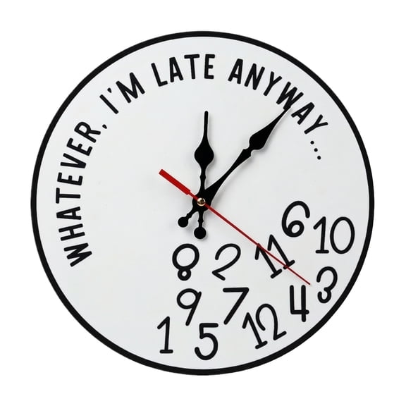 GliJian Whatever I'm Late Metal Sign 12x12in Round Humorous Plaque for Office Wall Decor Procrastination Gift