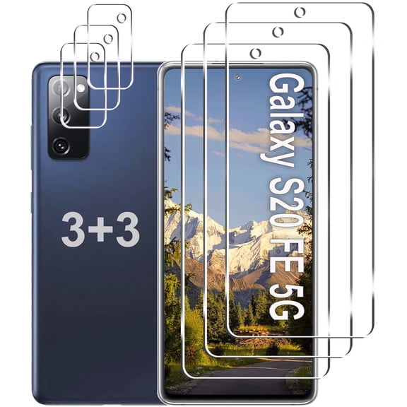 Gliansen Galaxy S20 FE 5G 5" Tempered Glass Screen Film Protector, 3+3 Pack with Camera Lens Protector for Samsung Galaxy S20 FE