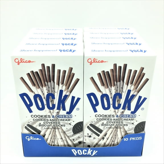 Glico Pocky Cookies & Cream Covered Biscuit Sticks 2.47oz X10 Packs