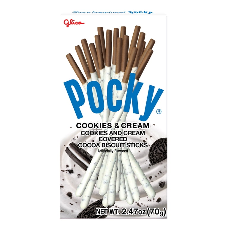 Glico Pocky Cookie Snack, Cookies and Cream Covered Biscuit Sticks