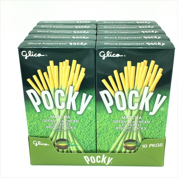 Glico Pocky Matcha Green Tea Cream Covered Biscuit Sticks 2.47oz X10