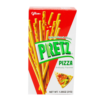 Glico Pretz Baked Snack Sticks, Pizza, 1.09oz, Cardboard Box Packaging