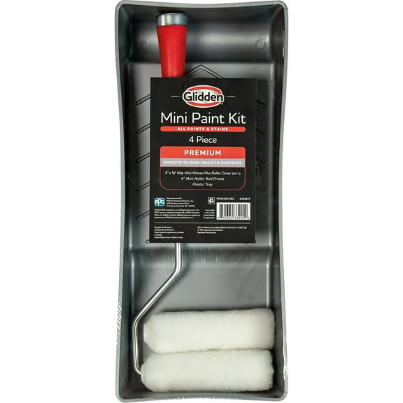 Glidden 4 Piece Woven Plus Paint Roller Mini Kit with Tray